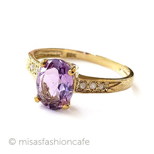 10金ゴールドリング 指輪 アメジスト＆ダイヤモンド 3/4 view right