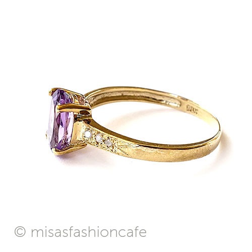 10金ゴールドリング 指輪 アメジスト＆ダイヤモンド side view
