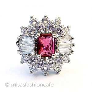 ルビー&ホワイトトパーズ スターリング指輪リング