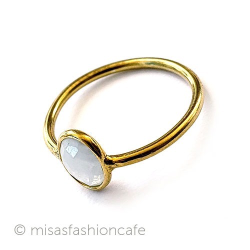 天然石ムーンストーン指輪 14Kイエローゴールド925 top view