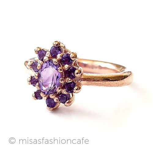 アンティークリング花指輪 アメジスト ローズGold925 3/4 view right