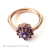 アンティークリング花指輪 アメジスト ローズGold925 top view