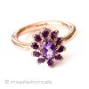 アンティークリング花指輪 アメジスト ローズGold925 3/4 view left