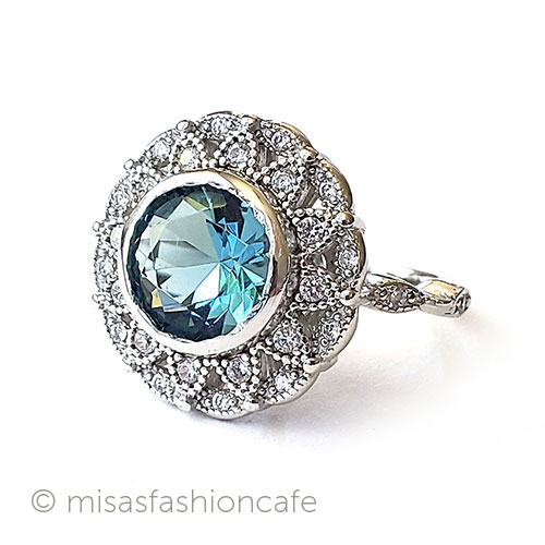 トパーズ・フローラル スターリング刻印リング 3/4 view right