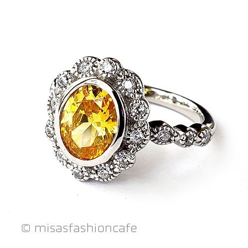 サファイア＆トパーズ指輪 スターリング925刻印リング 3/4 view right