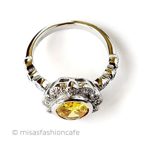 サファイア＆トパーズ指輪 スターリング925刻印リング top view