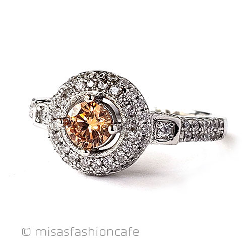 サファイア＆トパーズ指輪 スターリング925刻印リング 3/4 view right