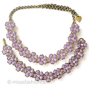 ヴィンテージアクセサリー パープルのお花 セット