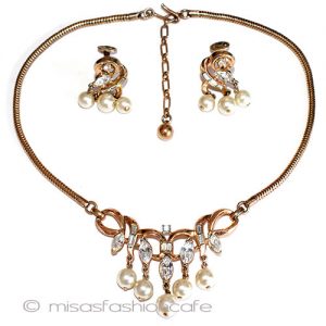 Trifari  トリファリ パール&クリスタル セット