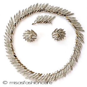 ヴィンテージジュエリー トリファリ 銀羽セット