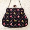 ビンテージバッグ（大） ローズ花プチポアン刺繍