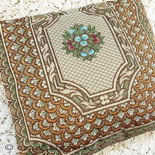 アンティーク　バッグ　 伊製パンジー・スミレの花 3/4 view