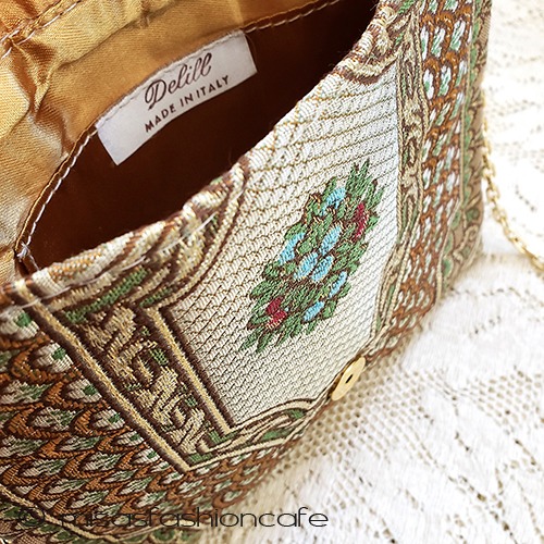 アンティーク　バッグ　 伊製パンジー・スミレの花 inside bag view