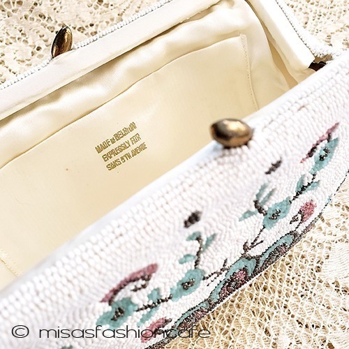 ヴィンテージ刺繍バッグ ベルギー製Saks5thAve inside bag view