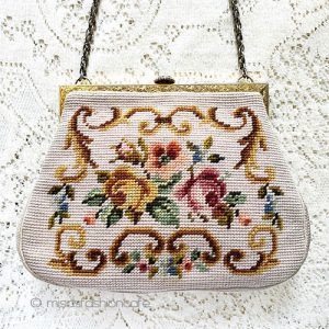 ビンテージバッグ ローズ プチポアン お花刺繍