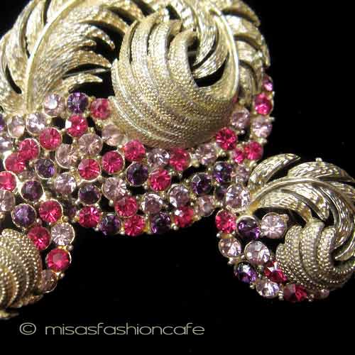 アンティークジュエリー CoroフェザーRSセッ closeup