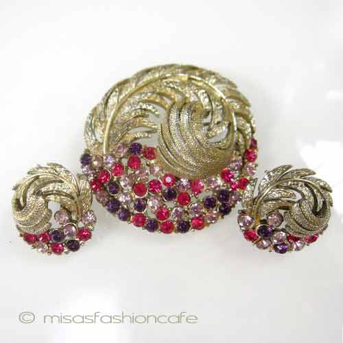 アンティークジュエリー CoroフェザーRSセッ straight view