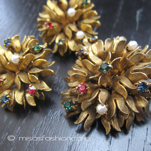 アンティークジュエリー オーストリア製花セット closeup