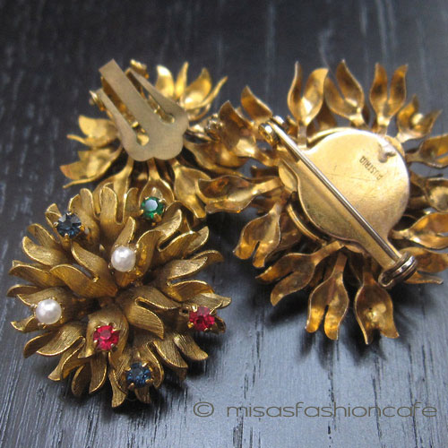 アンティークジュエリー オーストリア製花セット closeup