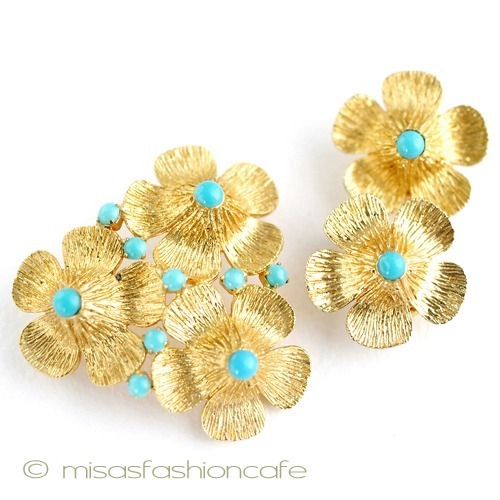 ターコイズGold花セット front view