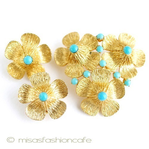 ターコイズGold花セット front view