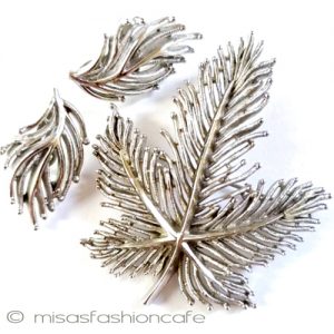 Trifari  トリファリ 銀葉セット 1960's