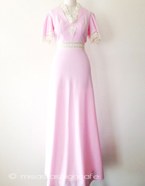 1点物　ビンテージ　 プリンセス　マキシワンピ back view