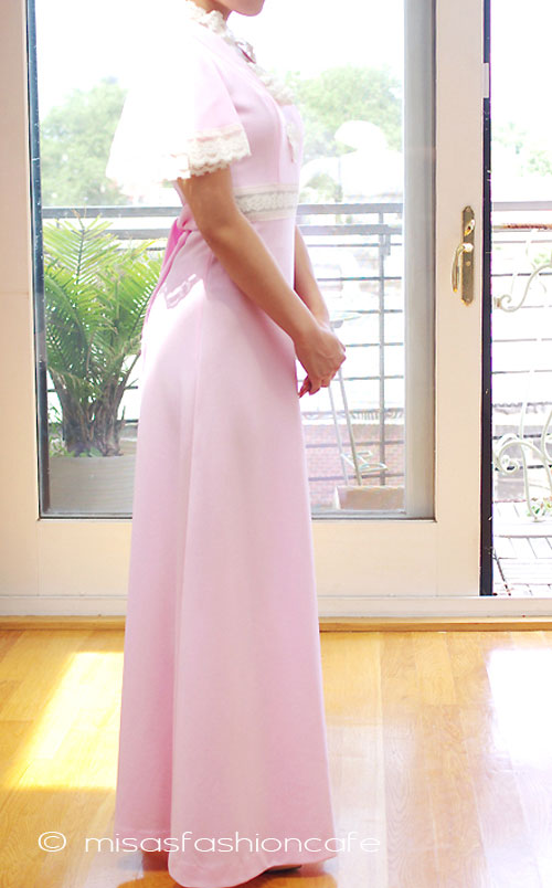 1点物　ビンテージ　 プリンセス　マキシワンピ side view on model