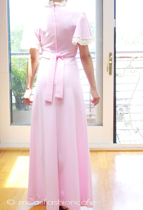 1点物　ビンテージ　 プリンセス　マキシワンピ back view on model