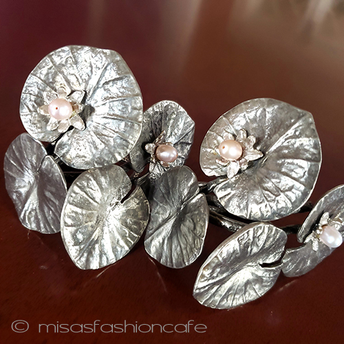 マイケルミショー　真珠 SET ナプキンリング　睡蓮の花 detail view