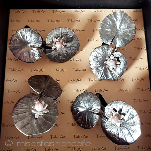 マイケルミショー　真珠 SET ナプキンリング　睡蓮の花 detail view