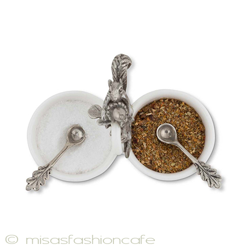 リスとドングリ２豆皿 スプーン付き調味料皿 detail view