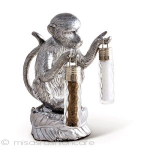 猿・サルの調味料入れ 塩コショウ・ガラス瓶