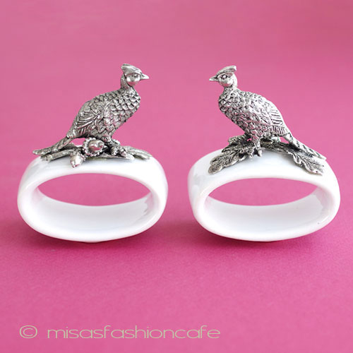 キジ鳥＆どんぐり　セット ナプキンリング２個 deyail view