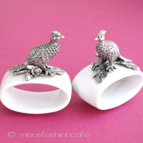 キジ鳥＆どんぐり　セット ナプキンリング２個 deyail view