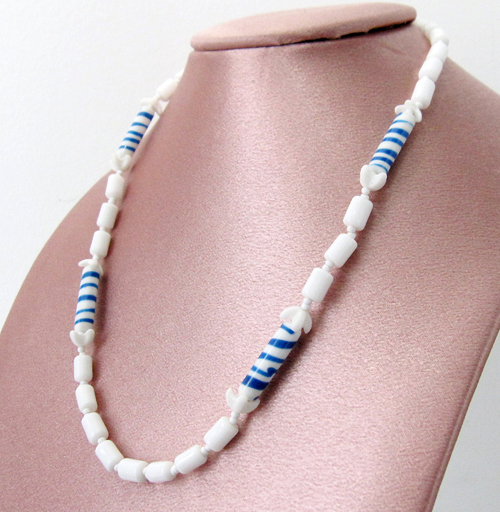 Vintage Miriam Haskell white glass necklace