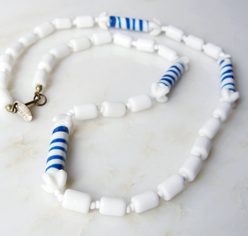 Vintage Miriam Haskell white glass necklace