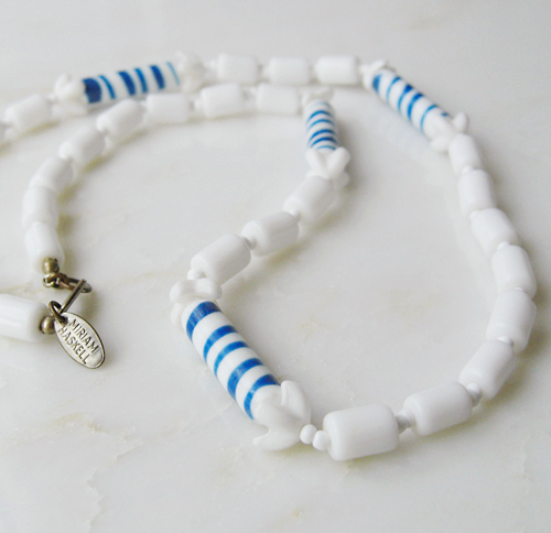 Vintage Miriam Haskell white glass necklace