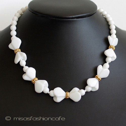 Miriam Haskell White glass necklace